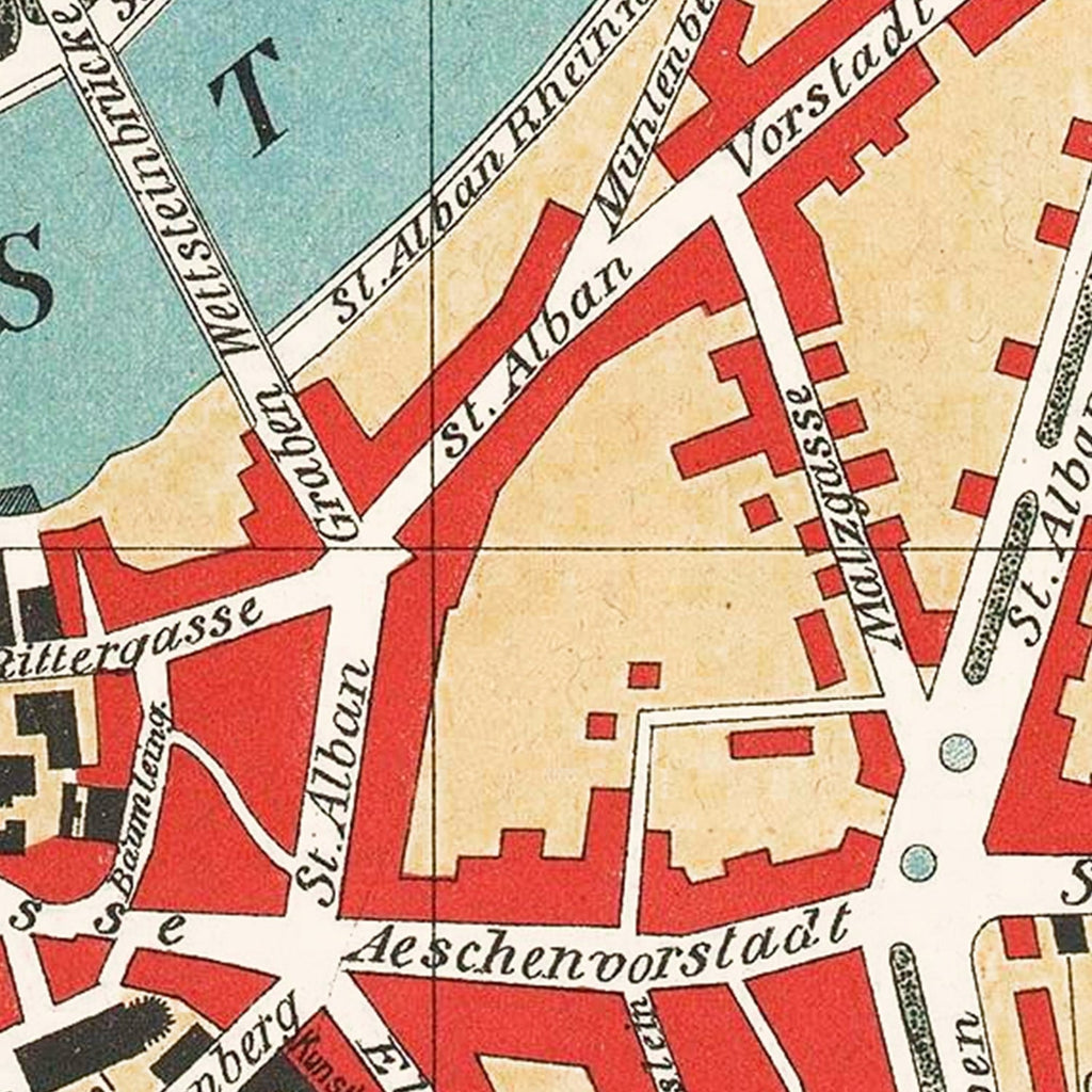 Vintage Map of Basel, Switzerland 1895
