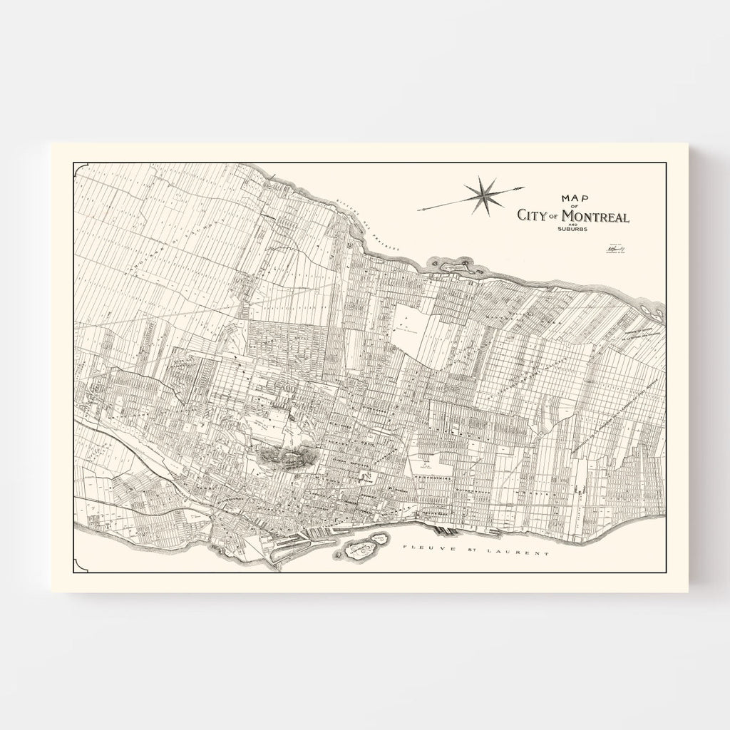 Vintage Map of Montreal, Canada 1920