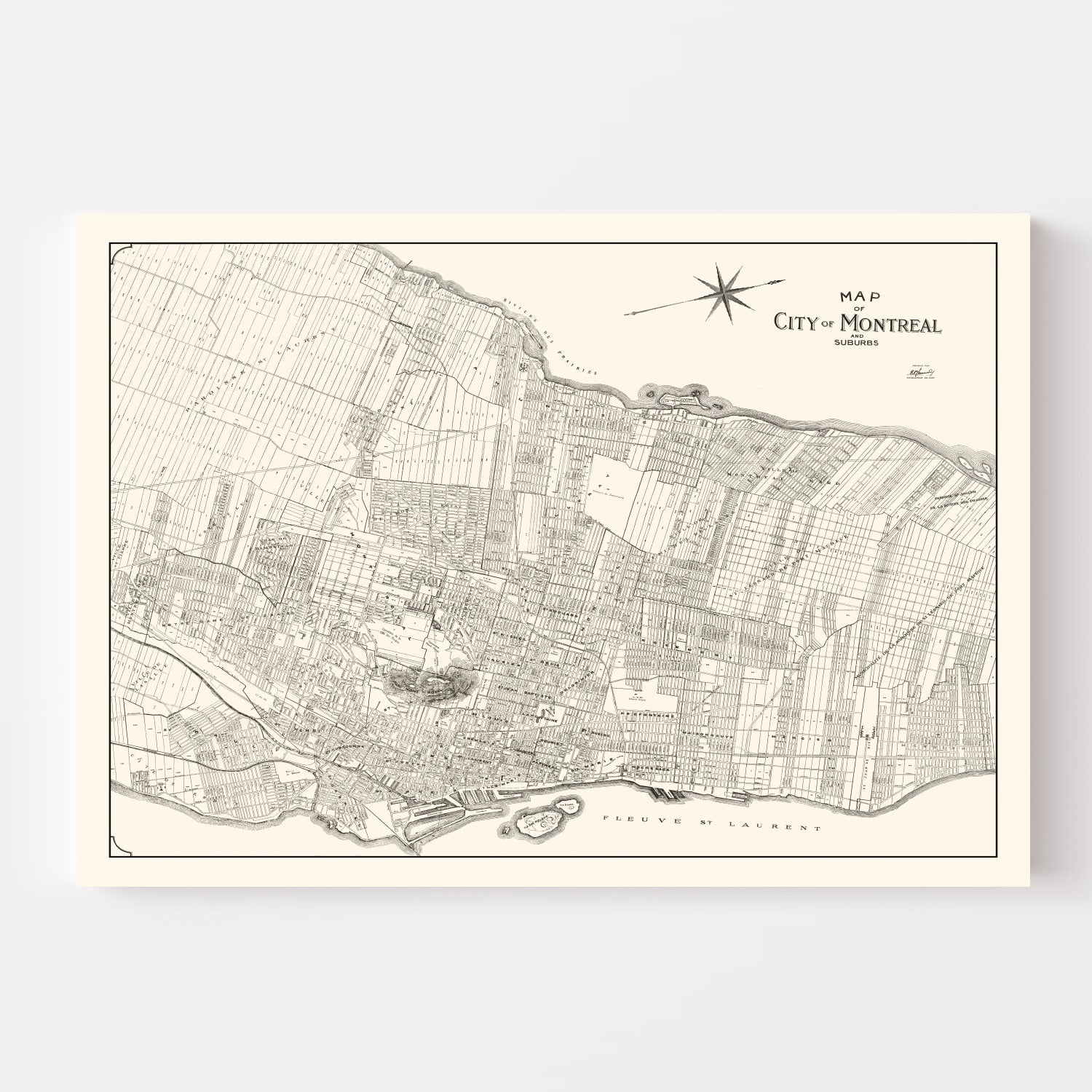 Vintage Map of Montreal, Canada 1920