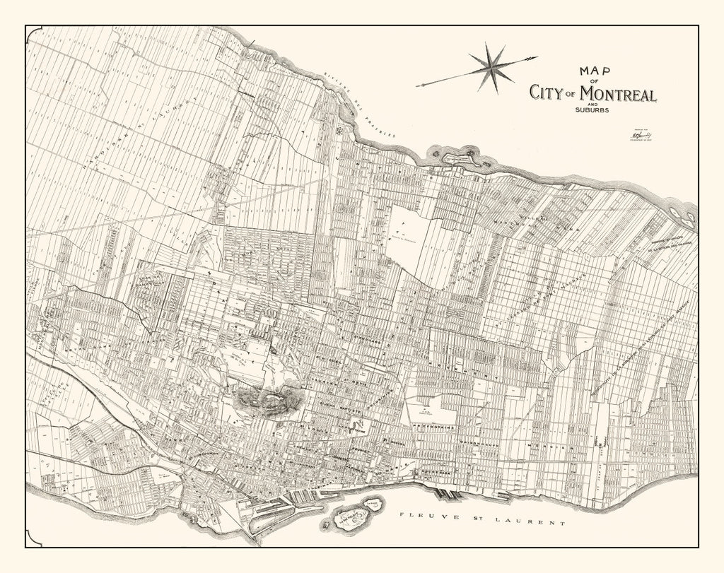 Vintage Map of Montreal, Canada 1920
