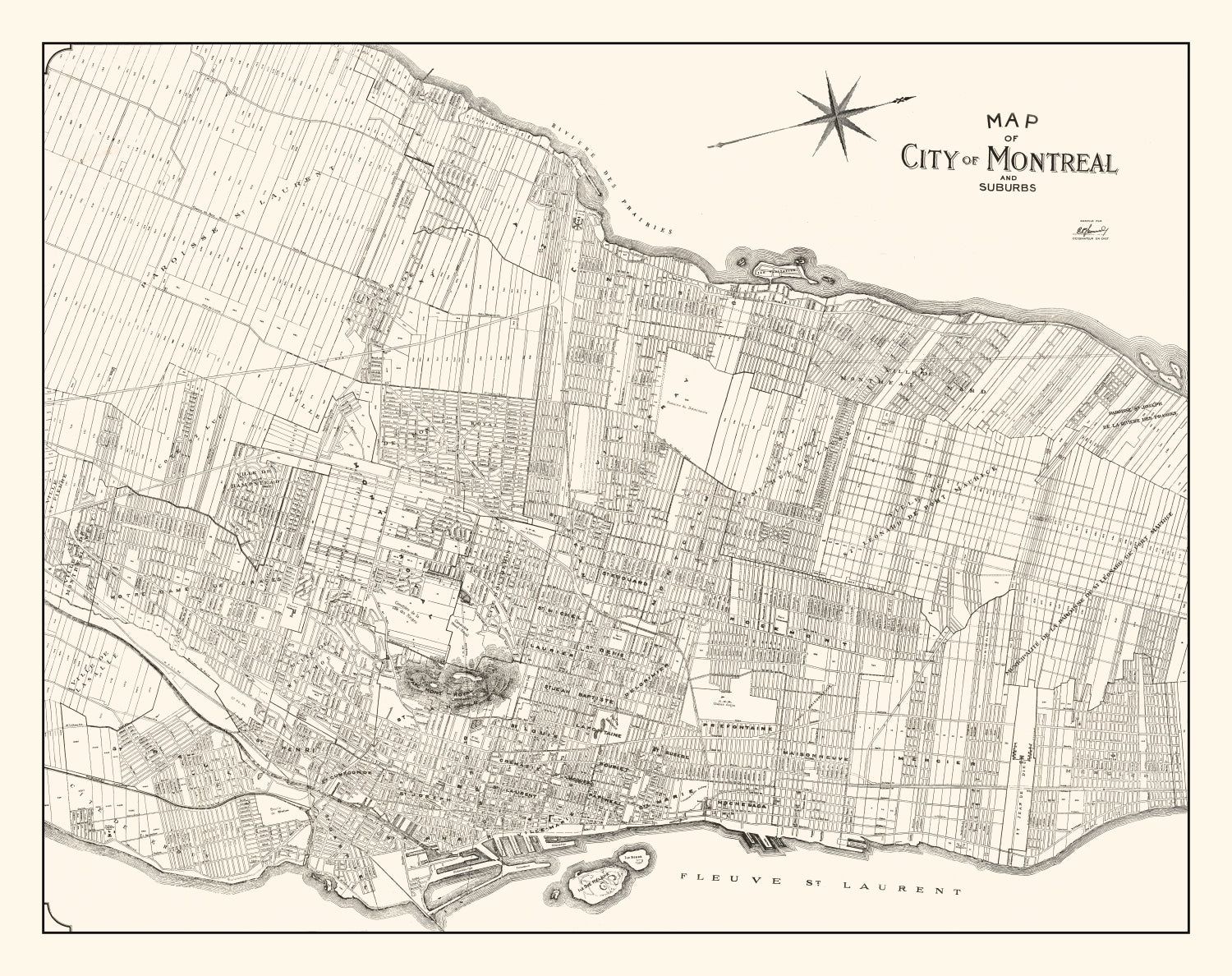 Vintage Map of Montreal, Canada 1920