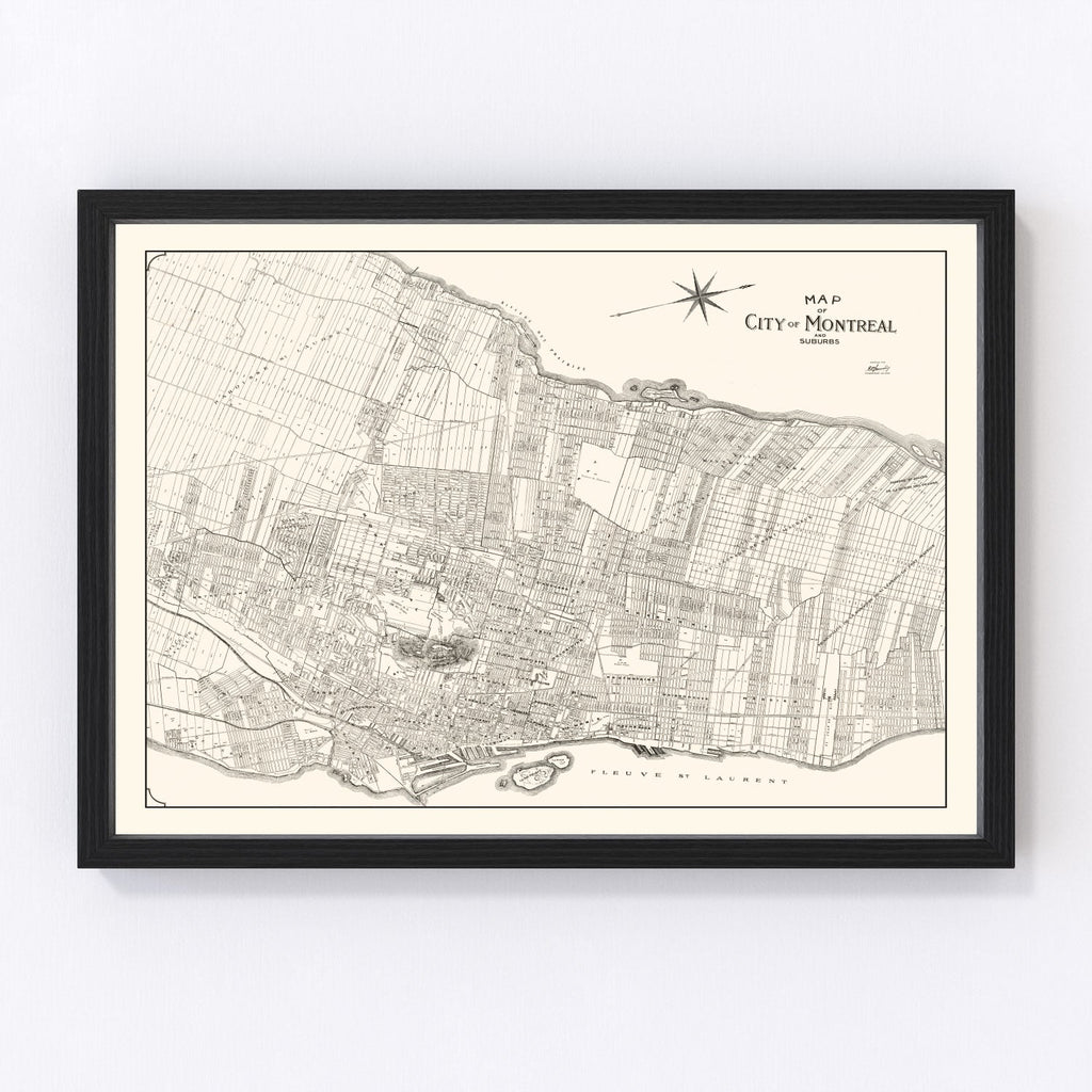 Vintage Map of Montreal, Canada 1920