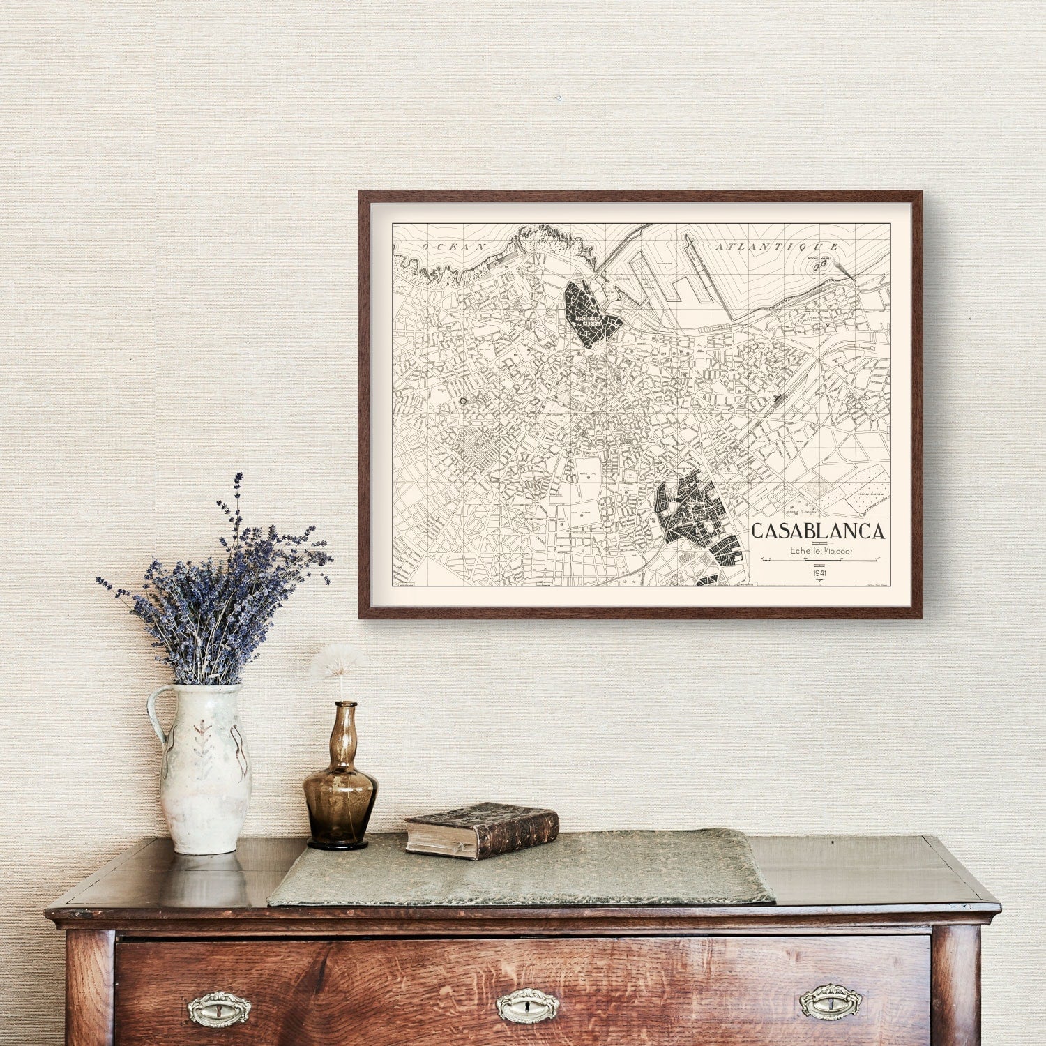 Vintage Map of Casablanca, Morocco 1941