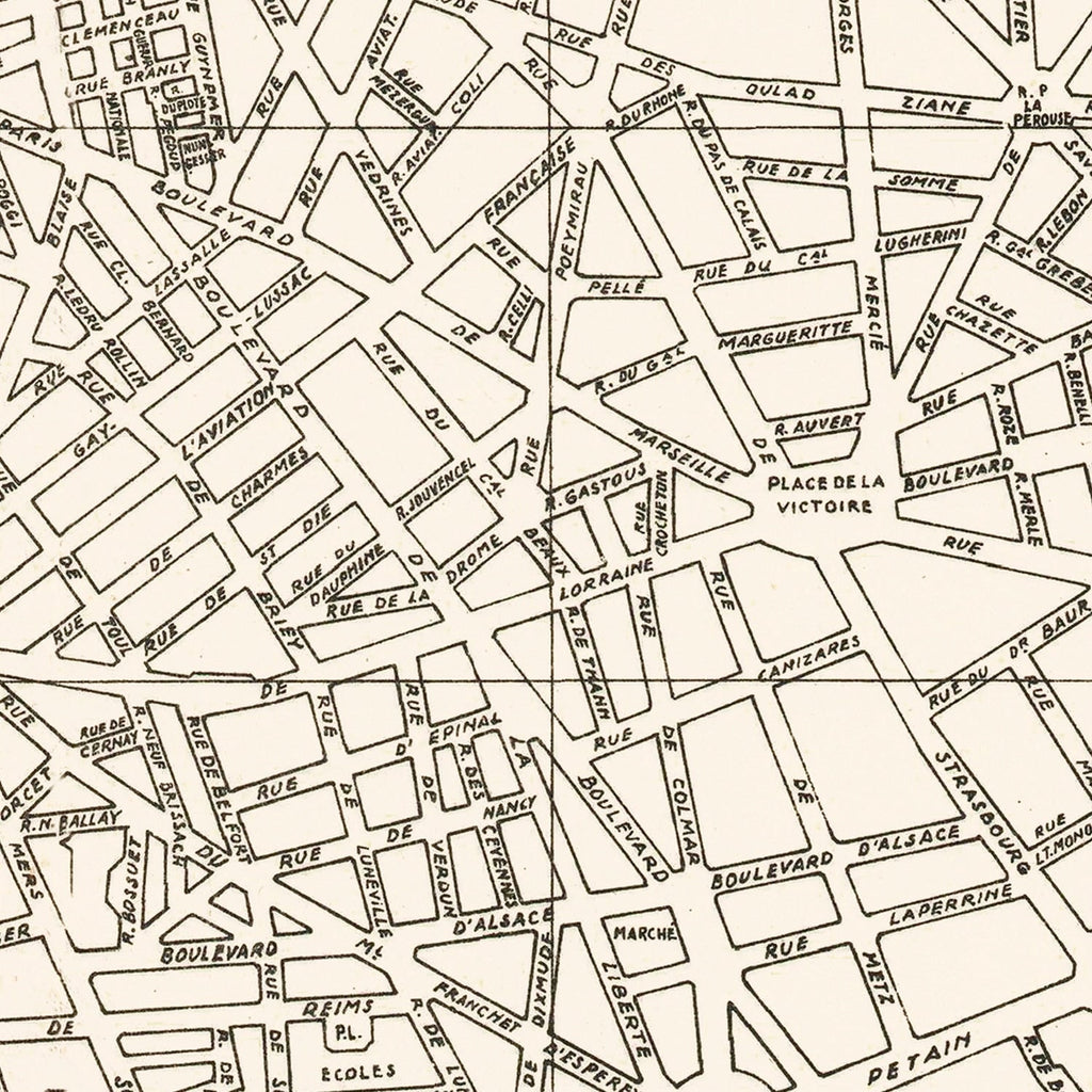 Vintage Map of Casablanca, Morocco 1941
