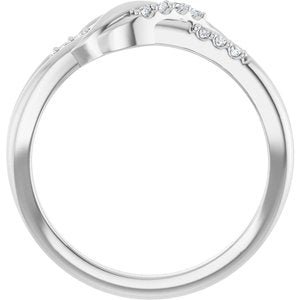 14K White Gold .07 CTW Natural Diamond Knot Ring