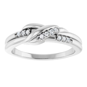 14K White Gold .07 CTW Natural Diamond Knot Ring