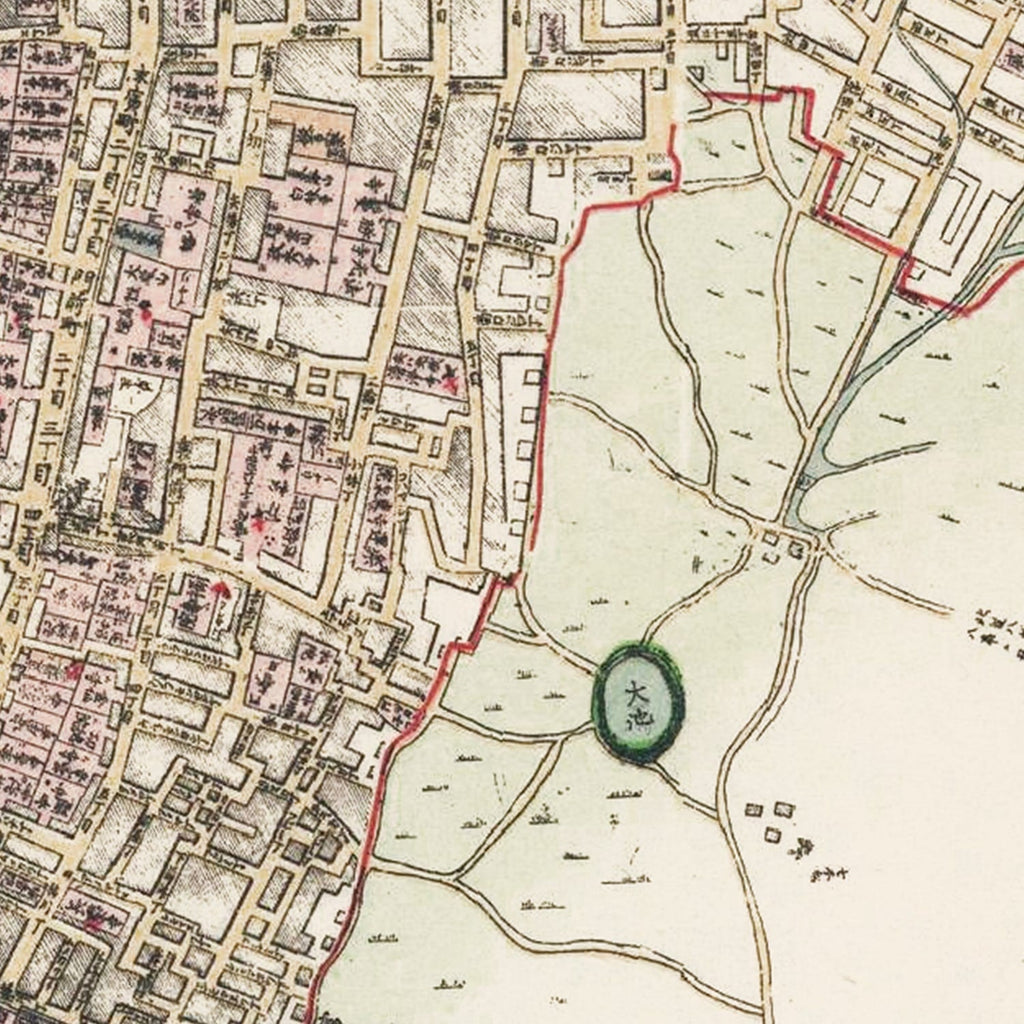 Vintage Map of Nagoya, Japan 1878