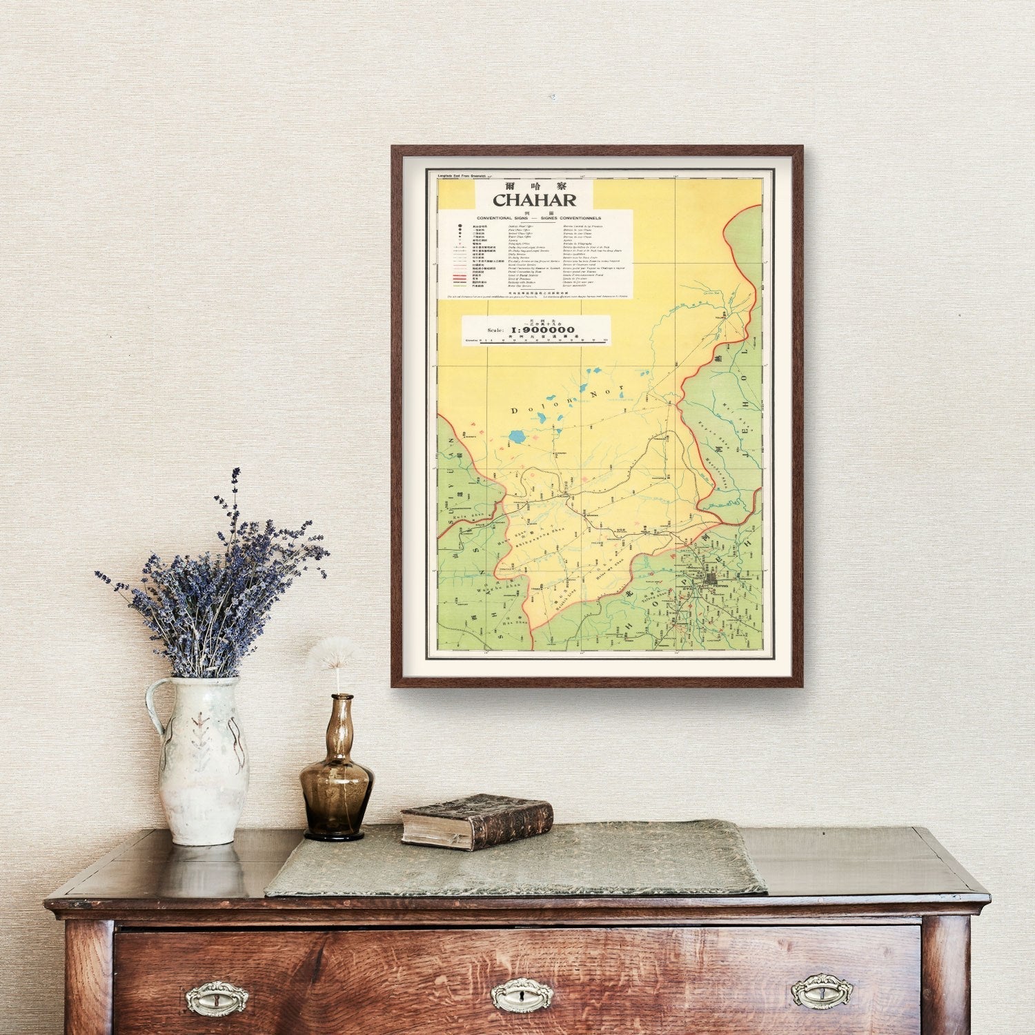 Vintage Chahar, Inner Mongolia Map 1933