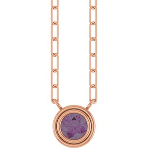 14K Rose Gold Natural Alexandrite 18" Necklace