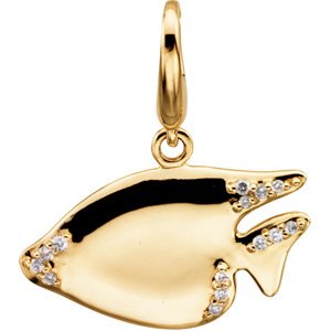 14K Yellow Gold .06 CTW Natural Diamond Sunfish Charm/Pendant