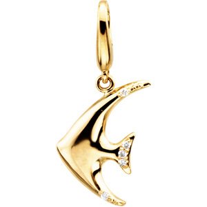 14K Yellow Gold .03 CTW Natural Diamond Angelfish Charm/Pendant