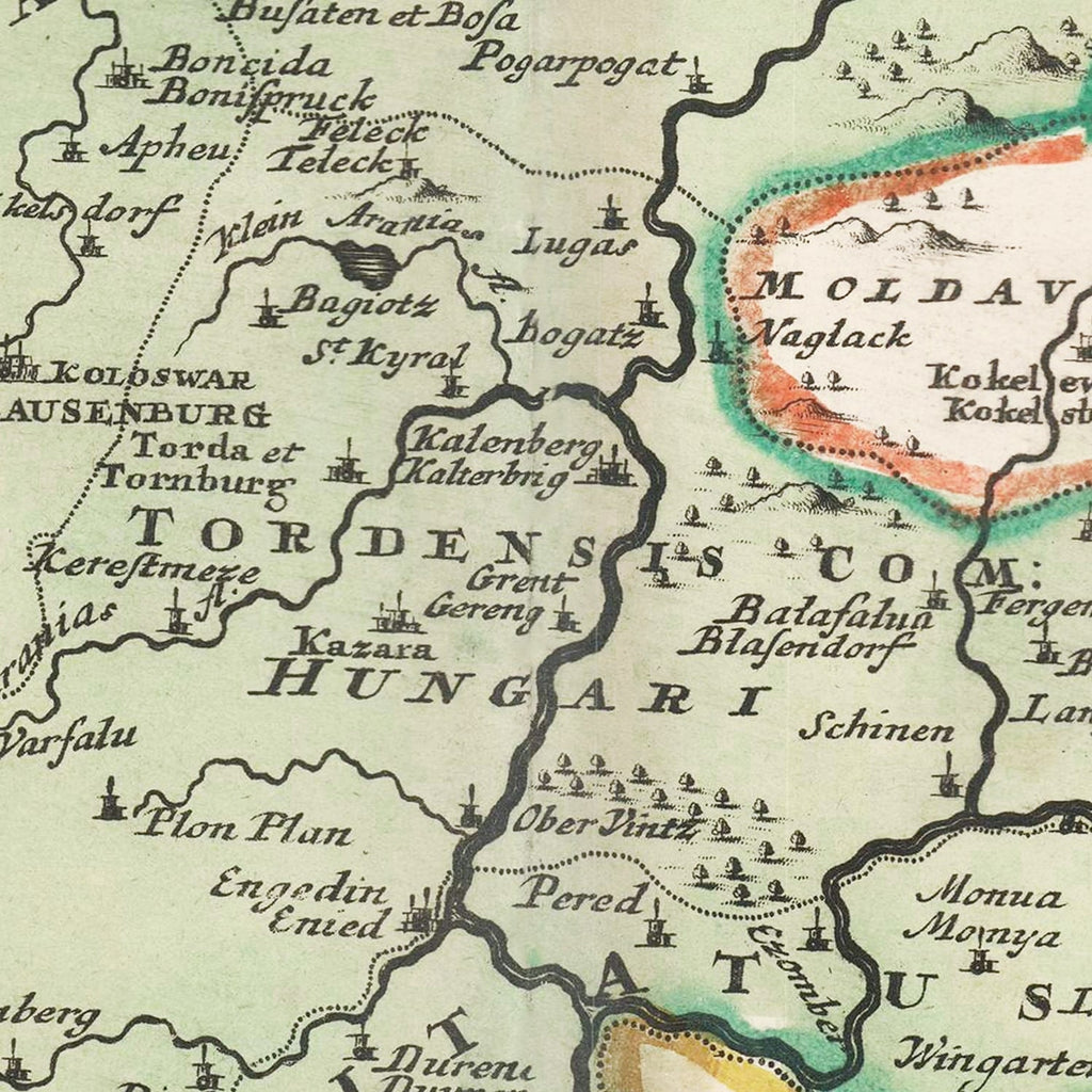 Vintage Romania Map 1716