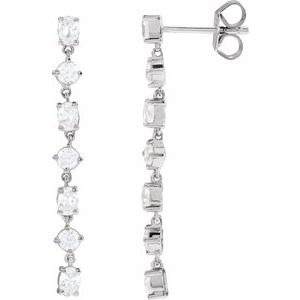 14K White Gold 1 1/5 CTW Lab-Grown Diamond  Dangle Earrings