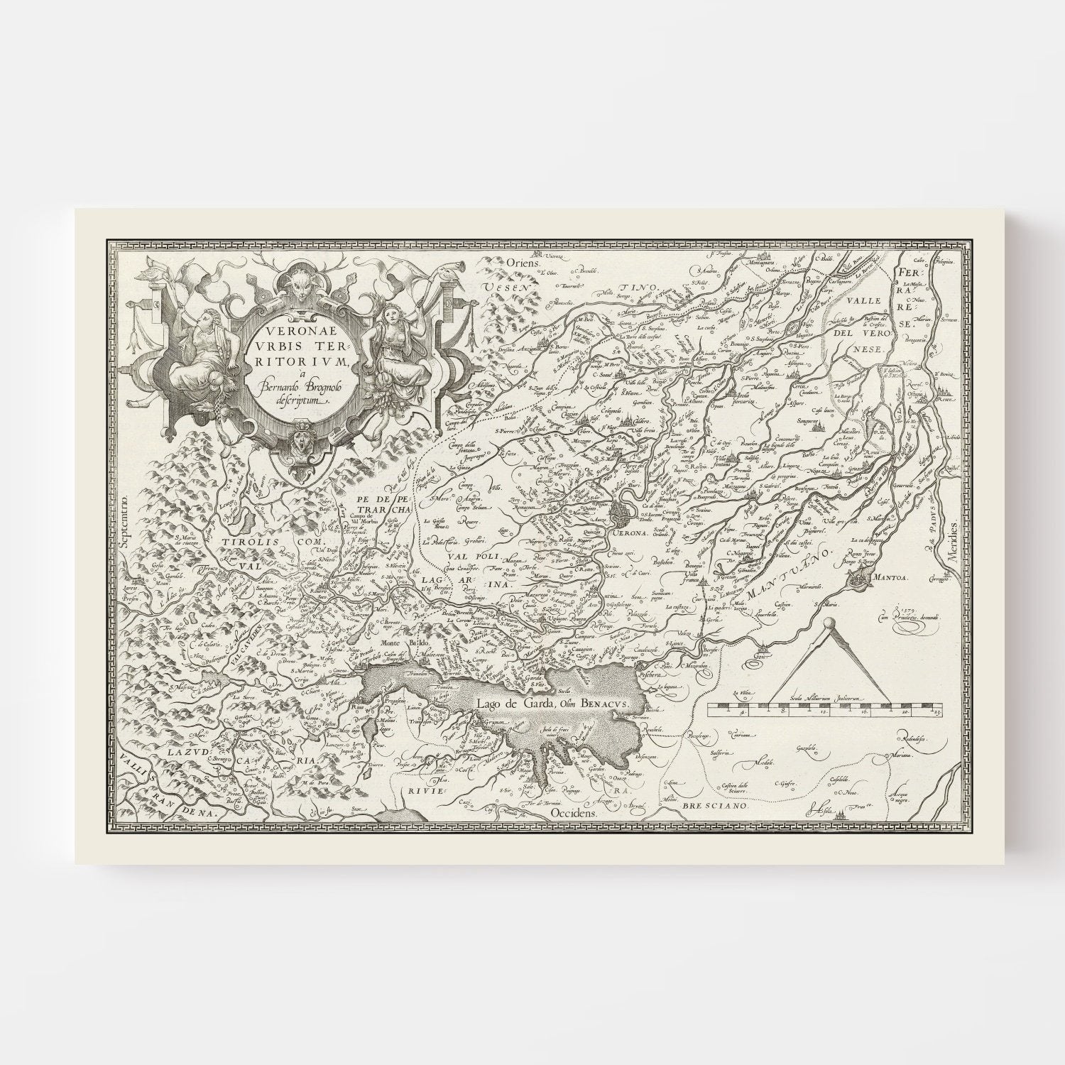 Vintage Map of Verona, Italy 1579