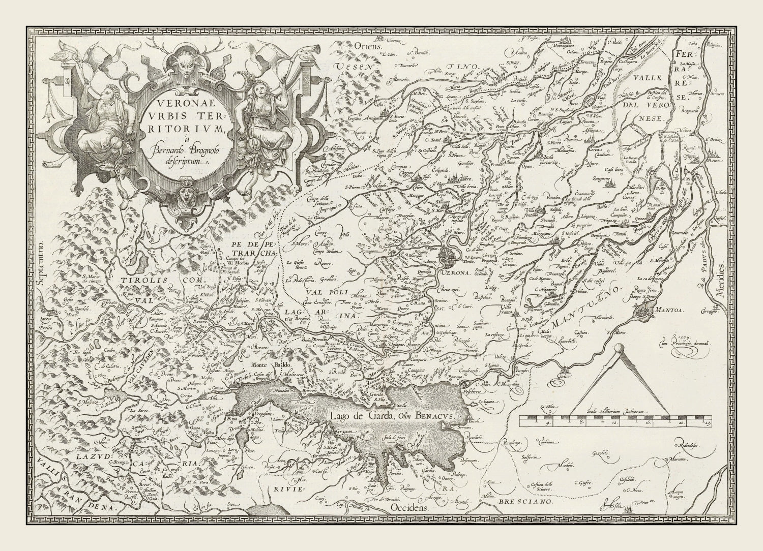 Vintage Map of Verona, Italy 1579