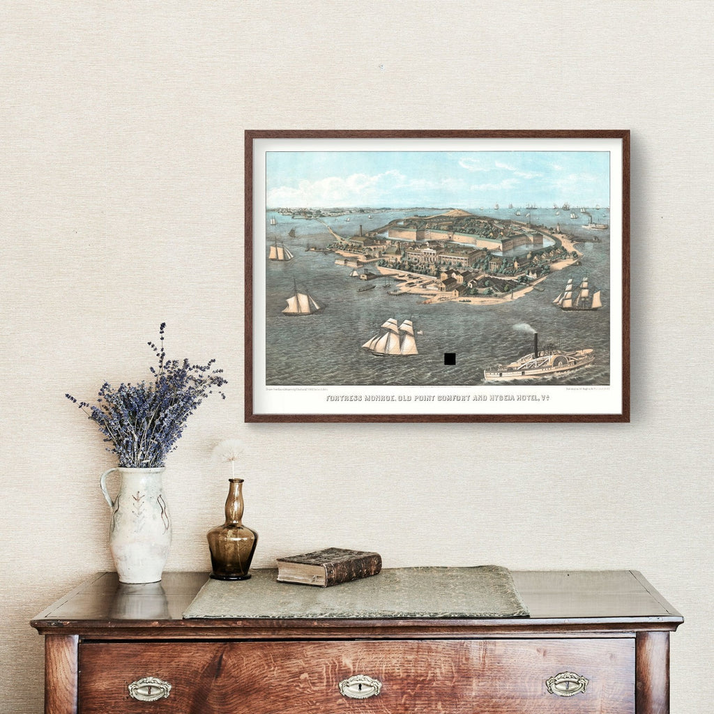Vintage Fort Monroe, VA Map 1861