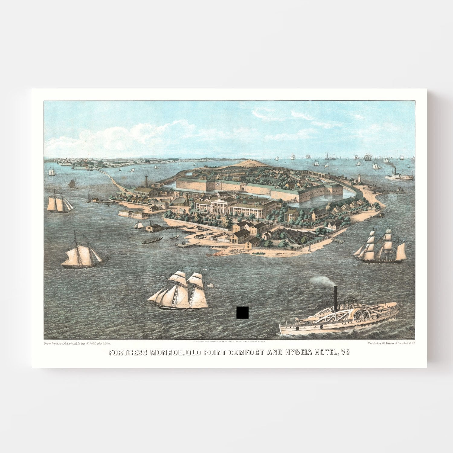 Vintage Fort Monroe, VA Map 1861