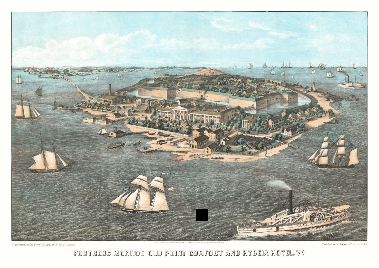 Vintage Fort Monroe, VA Map 1861