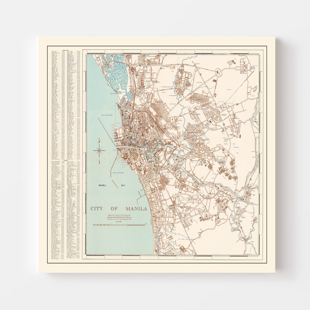 Vintage Map of Manila, Philippines 1945