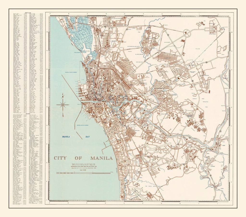 Vintage Map of Manila, Philippines 1945