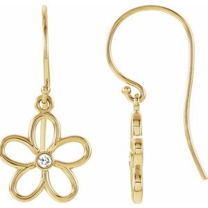 14K Yellow Gold .06 CTW Natural Diamond Flower Earrings