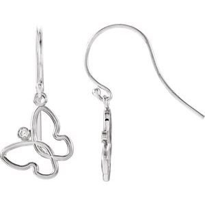 Sterling Silver 1.75 mm Round Accented Left Butterfly Earring Mounting