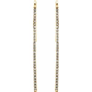 14K Yellow Gold 1/4 CTW Natural Diamond Vertical Bar Earrings