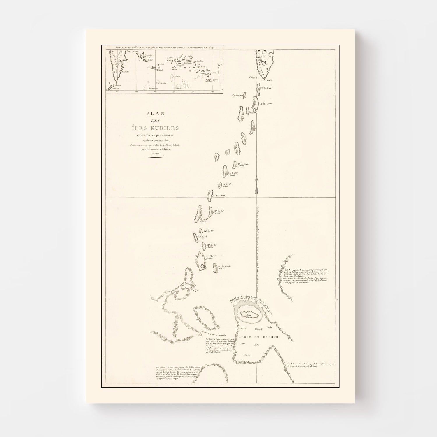 Vintage Kuril Islands Map 1788
