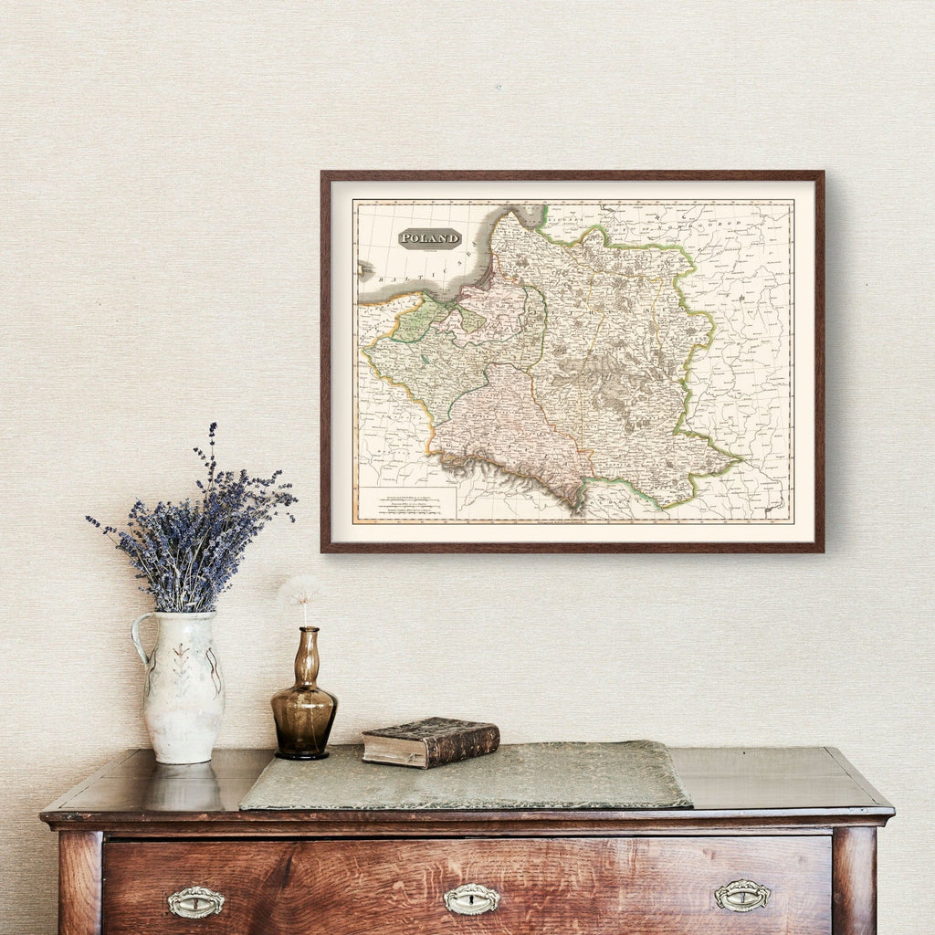 Vintage Map of Poland 1814