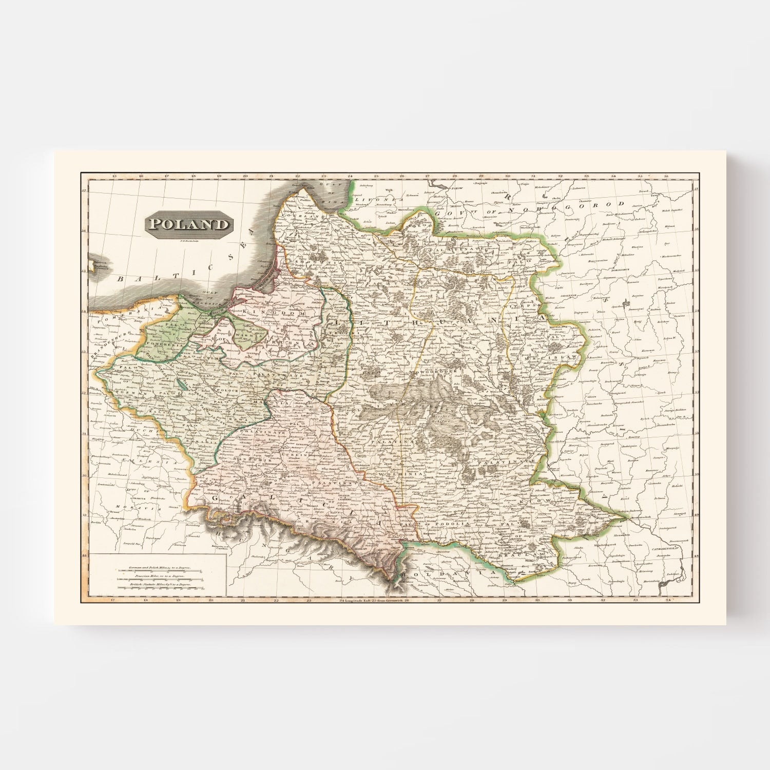 Vintage Map of Poland 1814