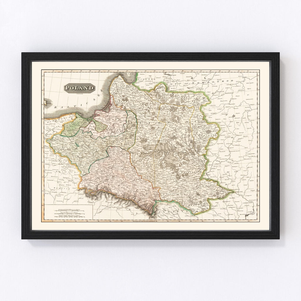 Vintage Map of Poland 1814