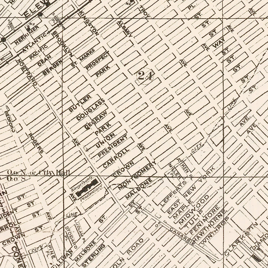 Vintage Map of Brooklyn, New York 1891