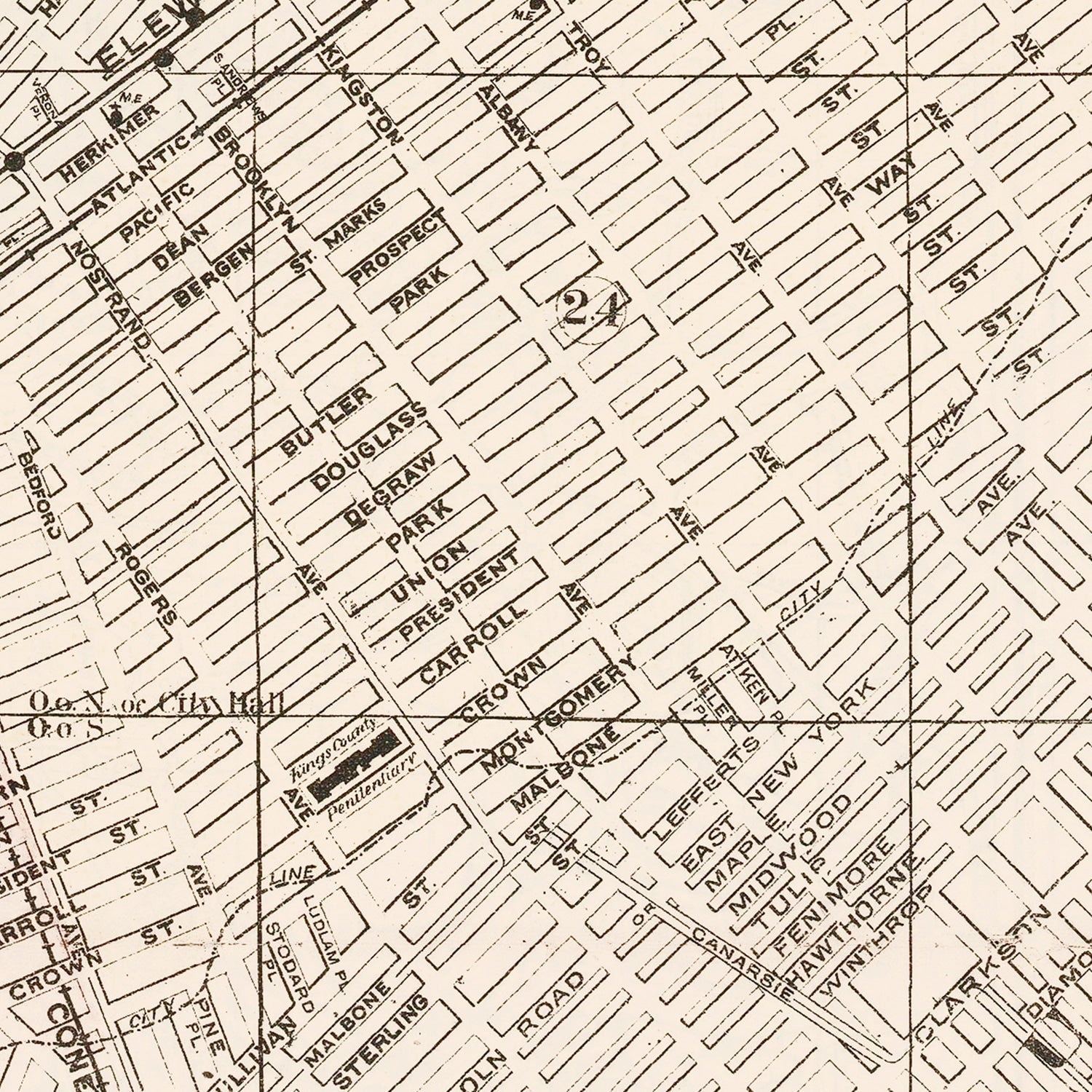 Vintage Map of Brooklyn, New York 1891