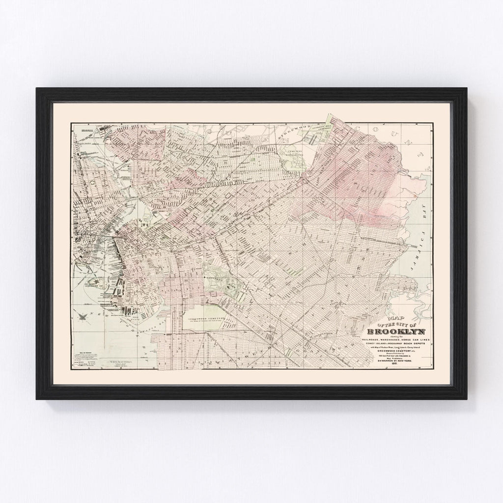 Vintage Map of Brooklyn, New York 1891