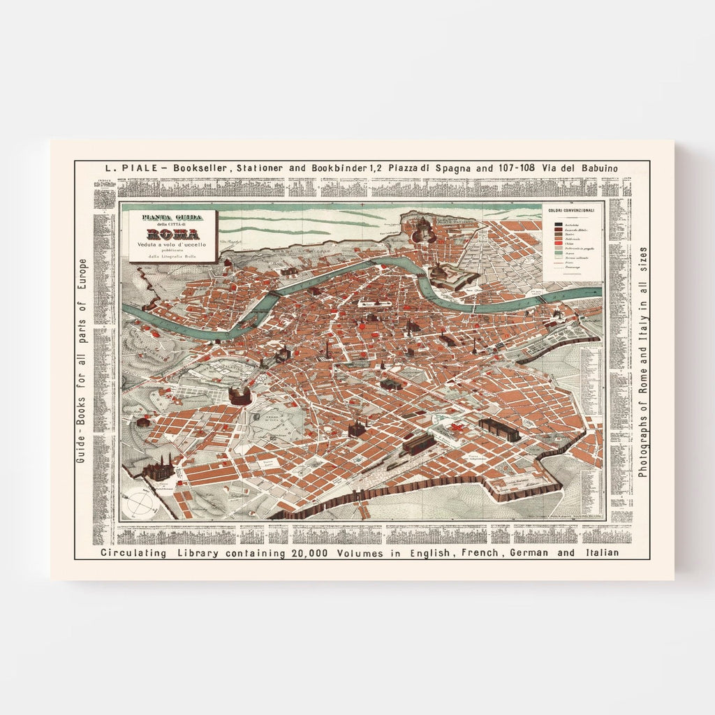 Vintage Map of Rome, Italy 1885