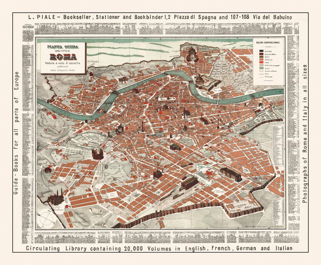 Vintage Map of Rome, Italy 1885
