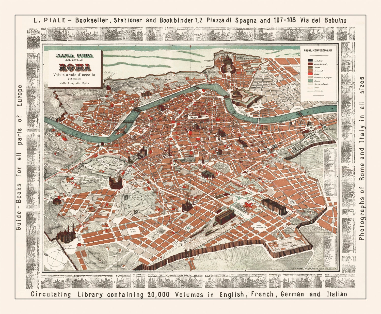 Vintage Map of Rome, Italy 1885