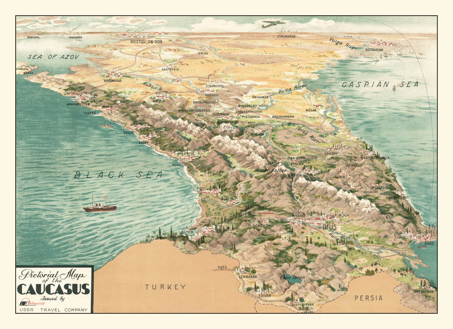 Vintage Caucasus Map 1930