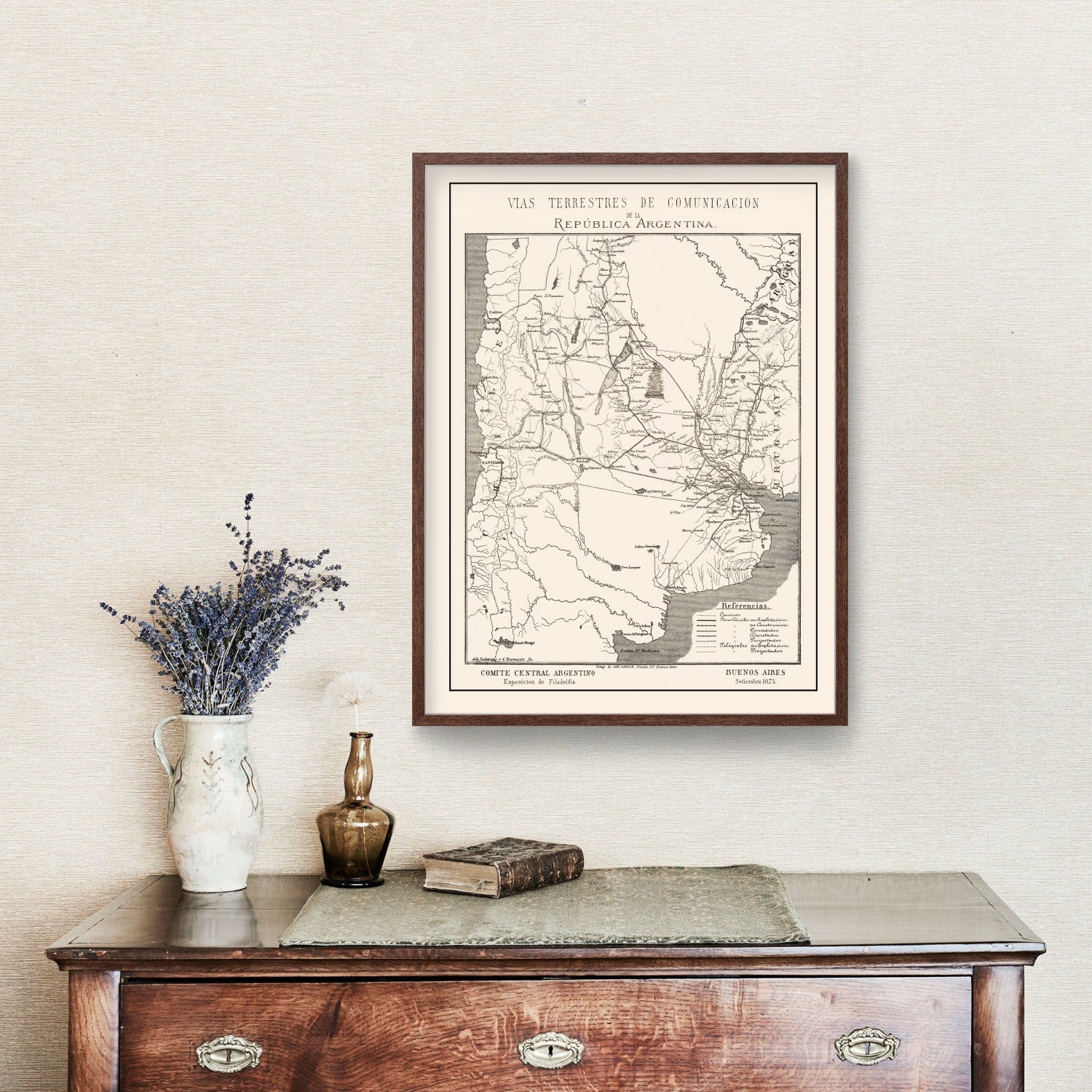 Vintage Map of Argentina 1876