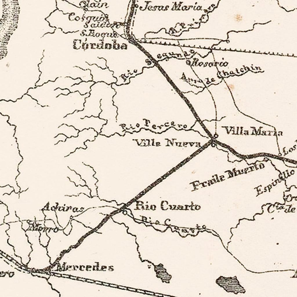 Vintage Map of Argentina 1876