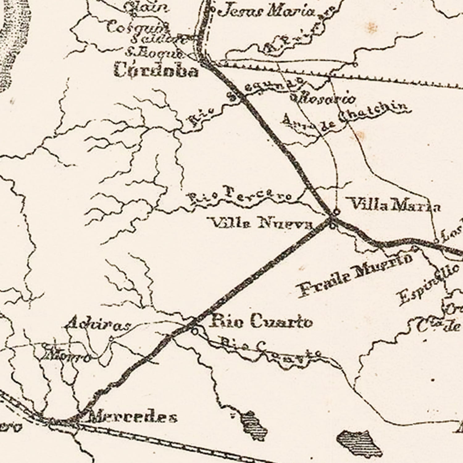 Vintage Map of Argentina 1876