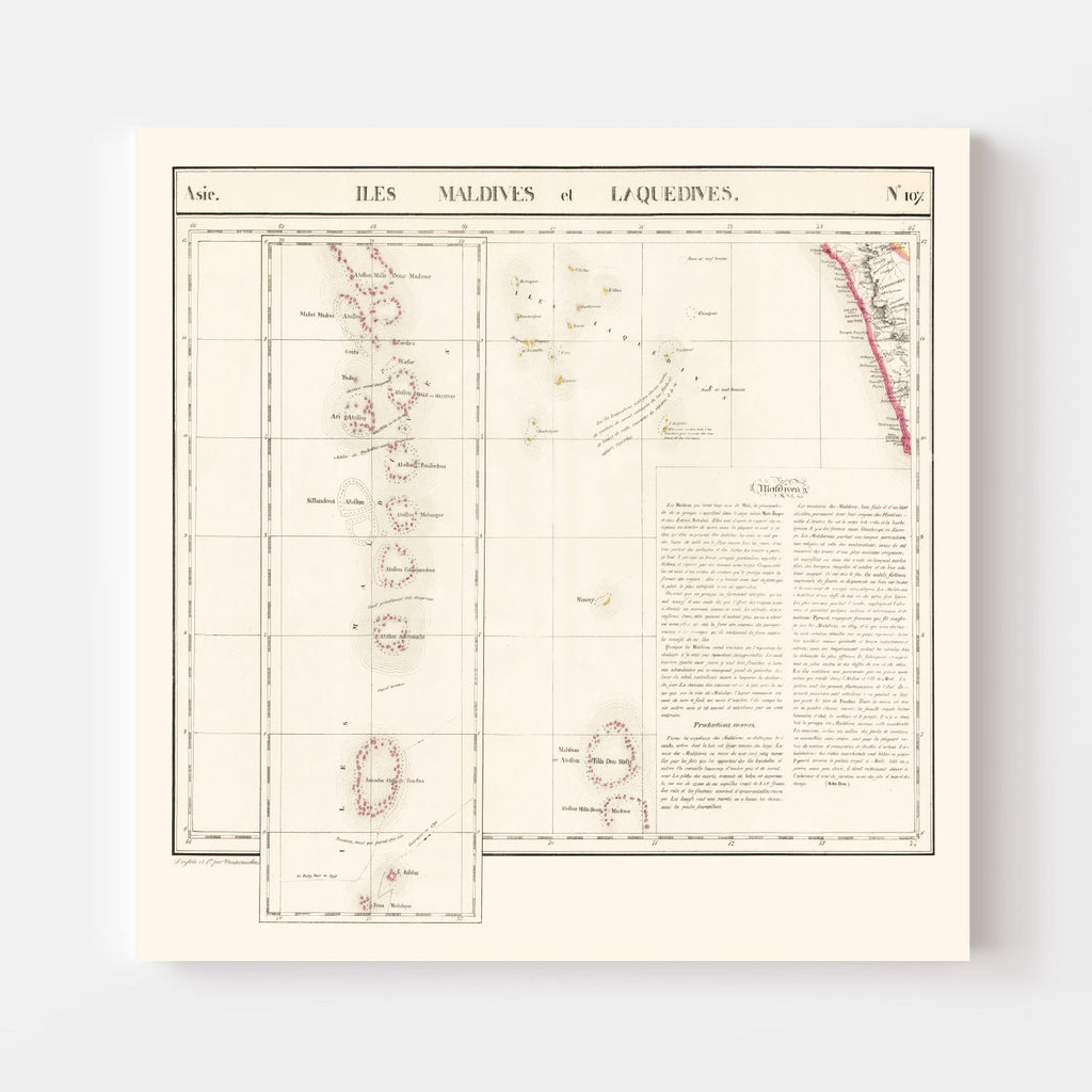 Vintage Maldive Archipelago Map 1827