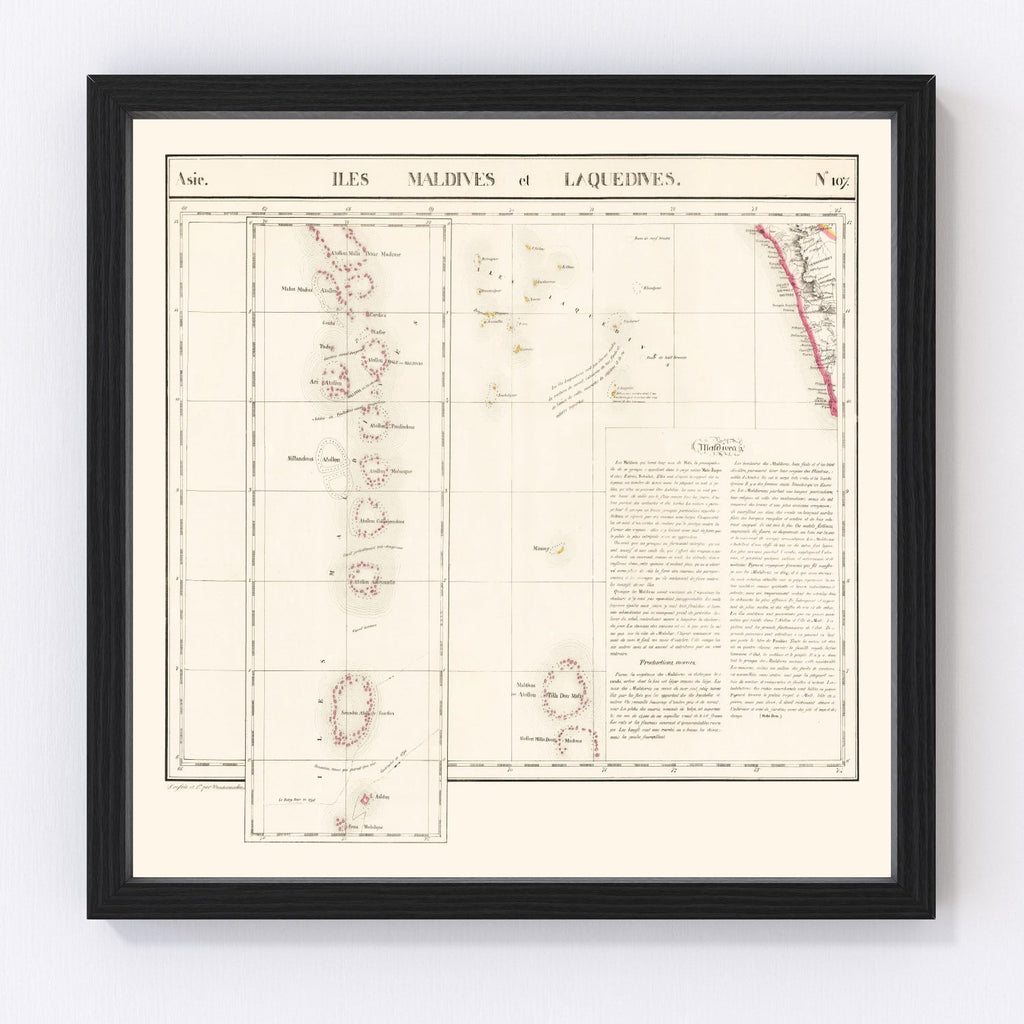 Vintage Maldive Archipelago Map 1827