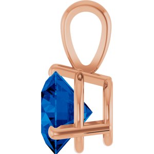 14K Rose Lab-Grown Blue Sapphire Pendant