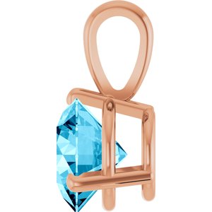 14K Rose Lab-Grown Aqua Sapphire Pendant