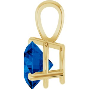 14K Yellow Lab-Grown Blue Sapphire Pendant