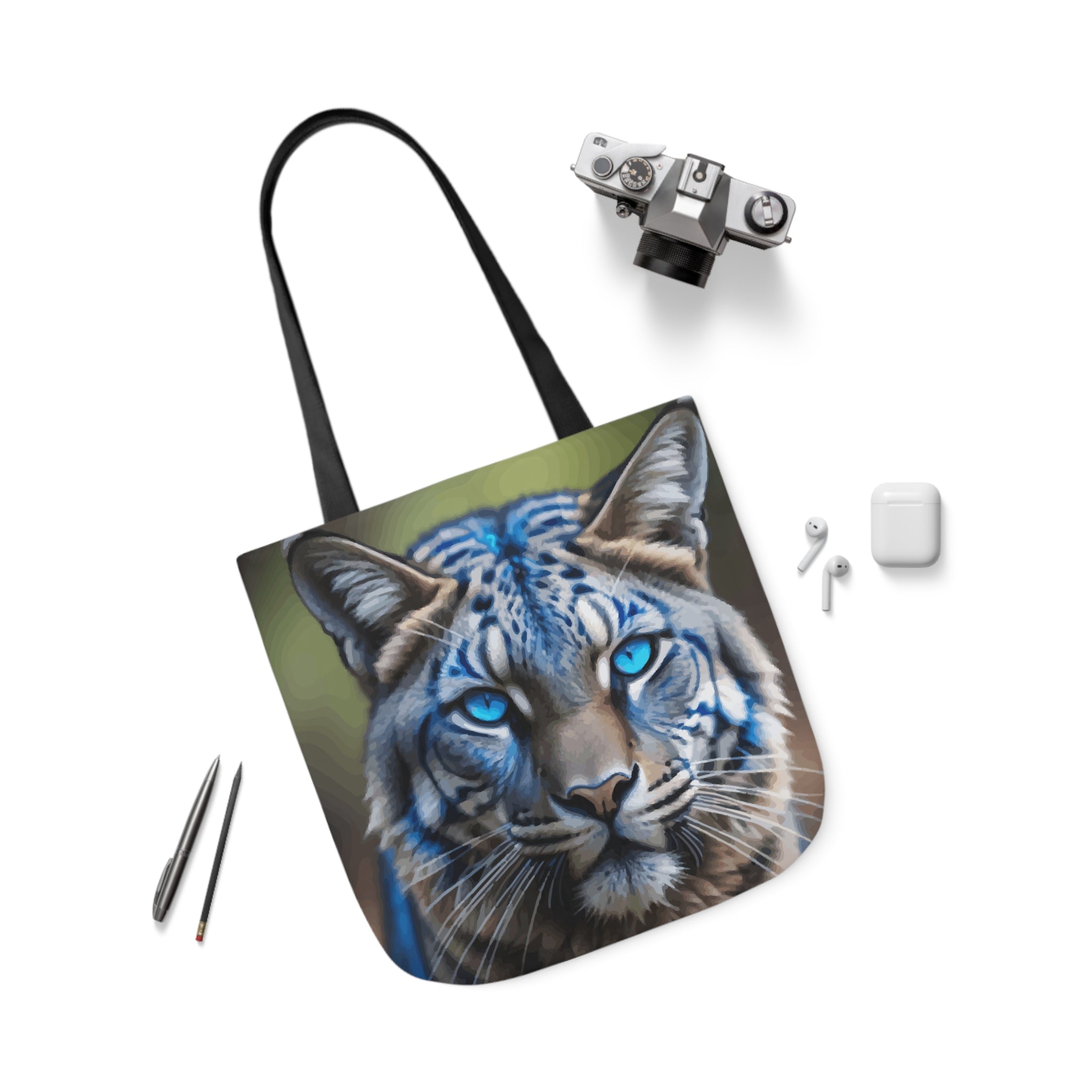 Blue Wildcat Canvas Tote Bag with 5 Strap Color Choices