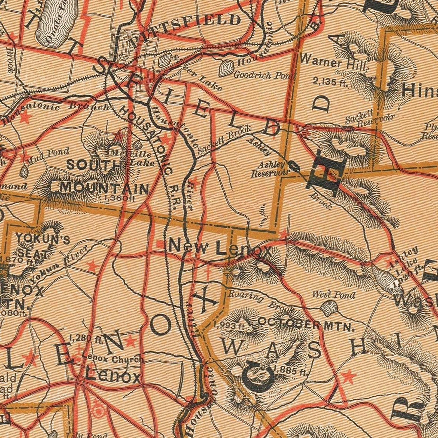 Vintage Map of the Berkshires 1896