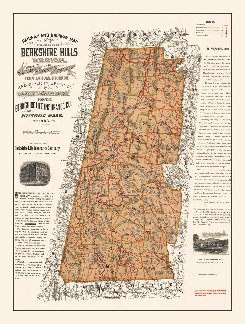 Vintage Map of the Berkshires 1896