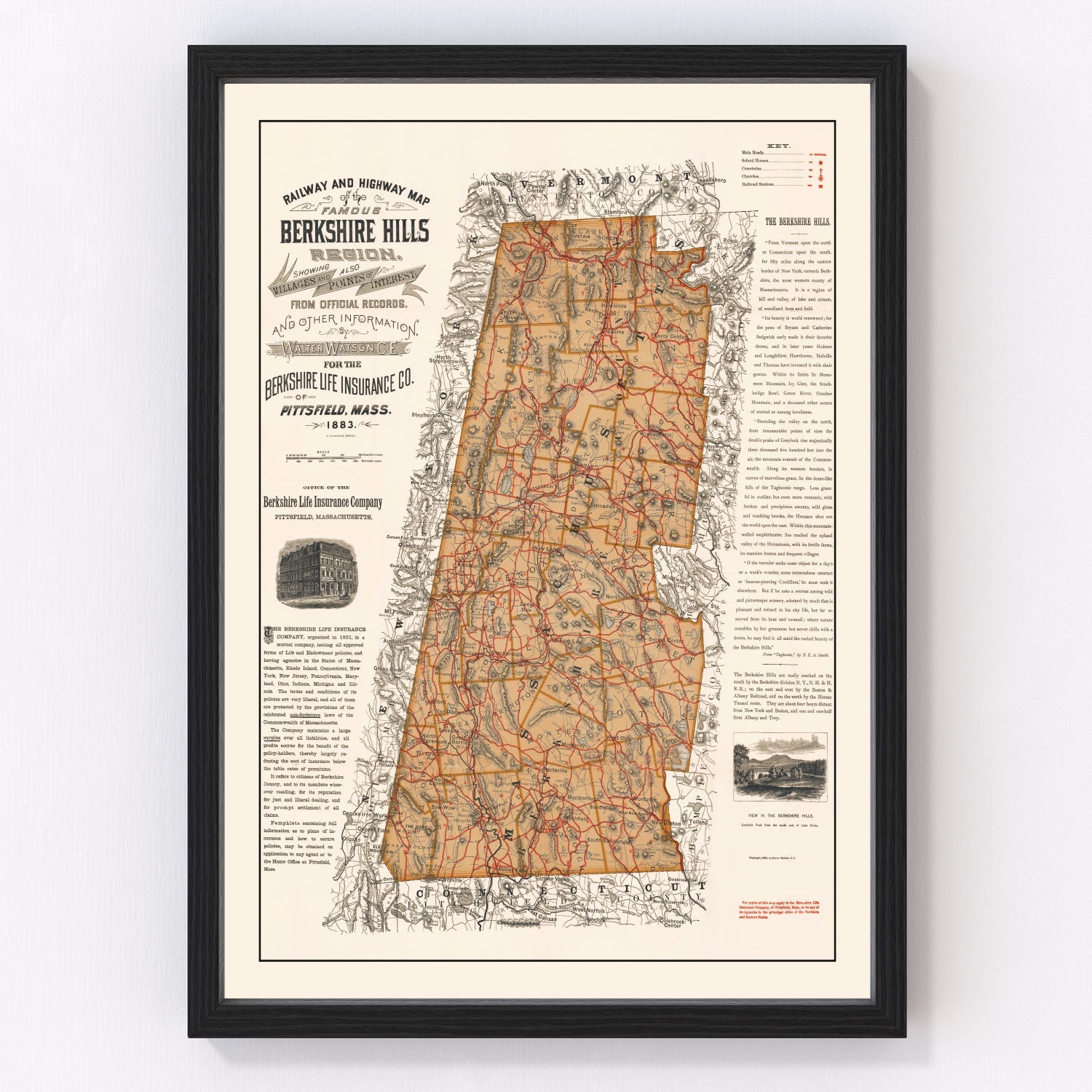 Vintage Map of the Berkshires 1896